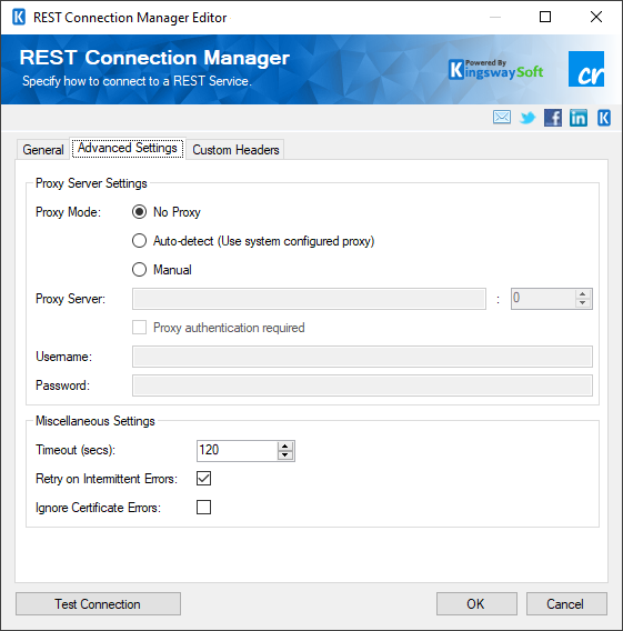 Crelate Rest Connection Manager - Advanced Settings